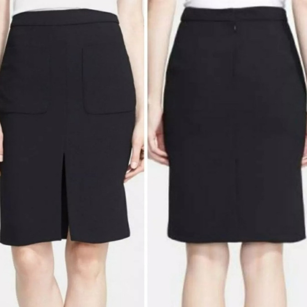 L'Agence Basic Black Pencil Skirt Size 4 Pockets Slit Stretch Classic Career Cor